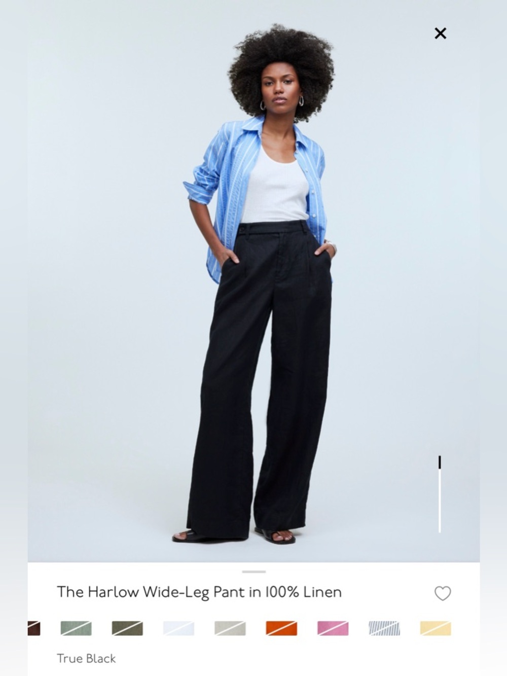 Madewell the Harlow wide leg pant in 100% linen